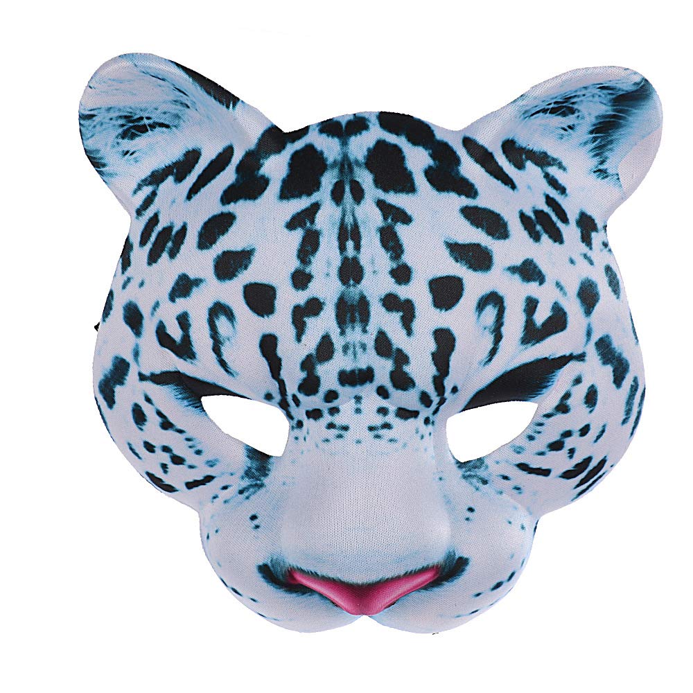 NewL Halloween 3D Animal Half Face Mask Masquerade Party Cosplay Costume for Women and Men (Snow Leopard)