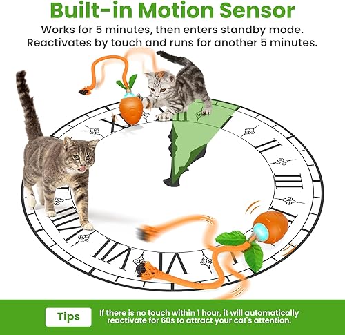 Miniatura 5 de IDOGCHEW Juguetes interactivos para gatos de interior, juguete eléctrico recargable por USB, juguete eléctrico para gatos, juguete de gatito móvil