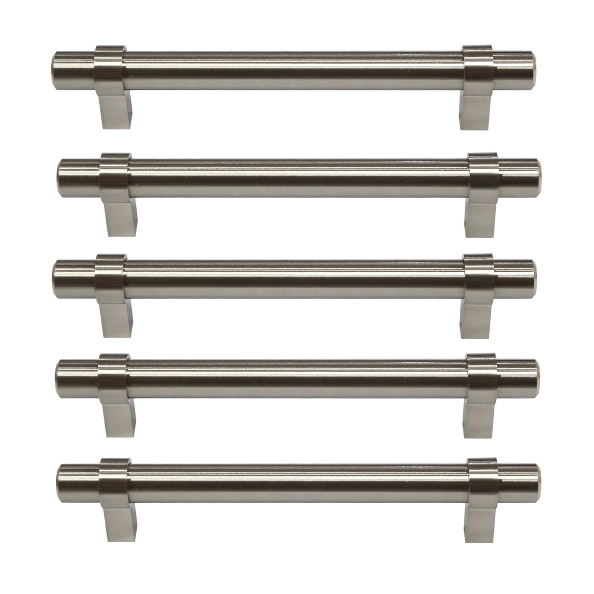 Poignées de cuisine modernes 128mm ergonomiques en nickel satiné lot de 5 Design House