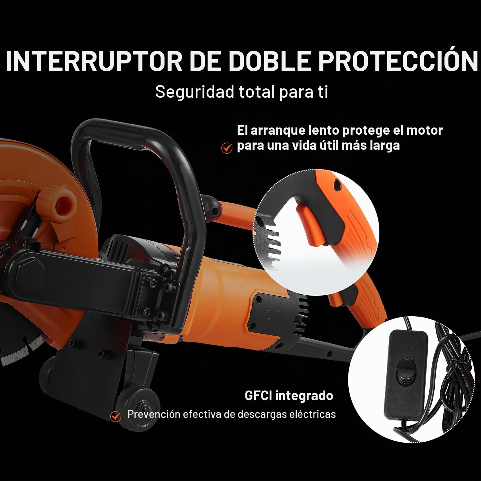 VEVOR Sierra Eléctrica para Hormigón 230mm 2000W Sierra Circular de Alta Potencia Profundidad de Corte de 89 mm Sierra de Disco Húmeda/Seca con Tubería de Agua Bomba de Agua Hoja para Piedra Ladrillo