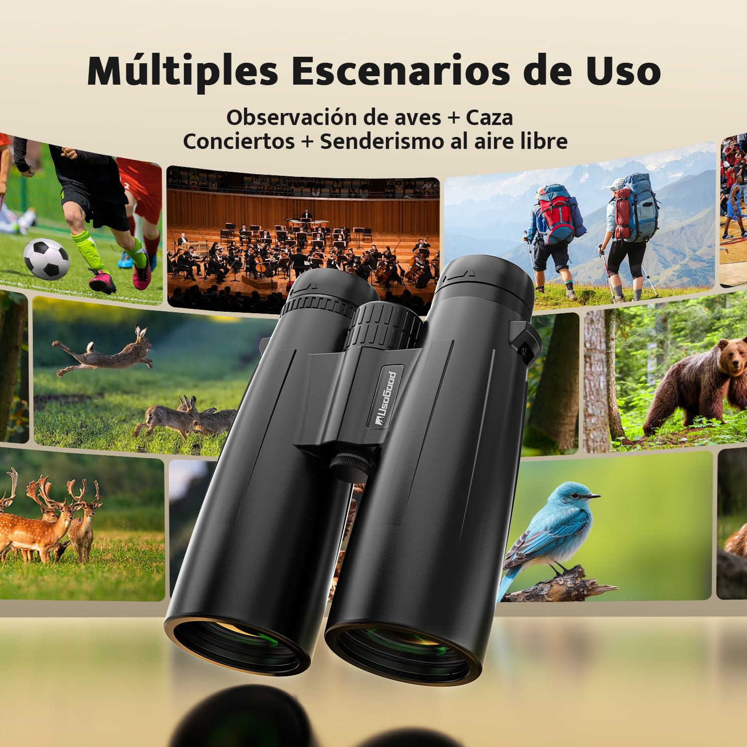 Usogood Professional 15x56 Prismáticos para Adultos, Prismas BaK4 y Lentes FMC, Binoculares de Largo Alcancede, Adecuados para la Observación de Aves, Hunting, Hiking