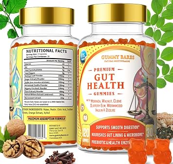 Gut Support Gummies with Prebiotic Fiber Inulin for Digestive Comfort, Gut Microbiome, Gas & Bloating, and Regularity Support | Feel Less Bloated | 120 Ct.