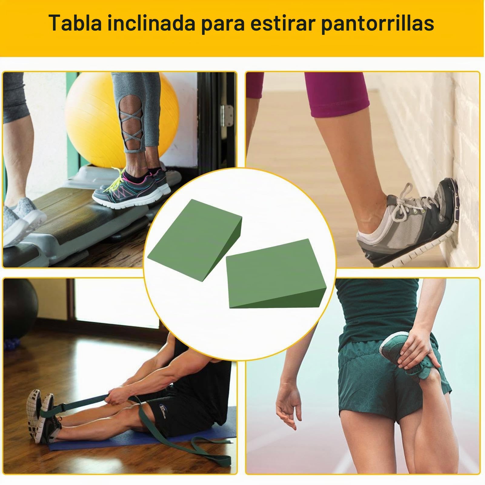 Squat Wedge para sentadillas elevadas con talón | Cuña de yoga antideslizante, ligera y portátil | Bloques duraderos de yoga para entrenamiento en el hogar para fitness, flexiones, levantamiento Cenrf