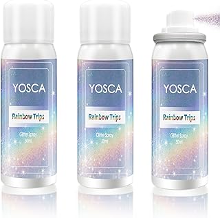 Yosca Body Glitter Spray, 3Pcs Holographic Silver Travel Shiny Glitter Spray for Body Hair