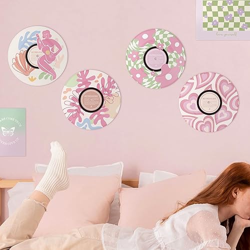 Miniatura 2 de Putuo Decor Juego de 4 decoración de discos de preppy, decoración estética de habitación de preparación, decoración de dormitorio rosa para