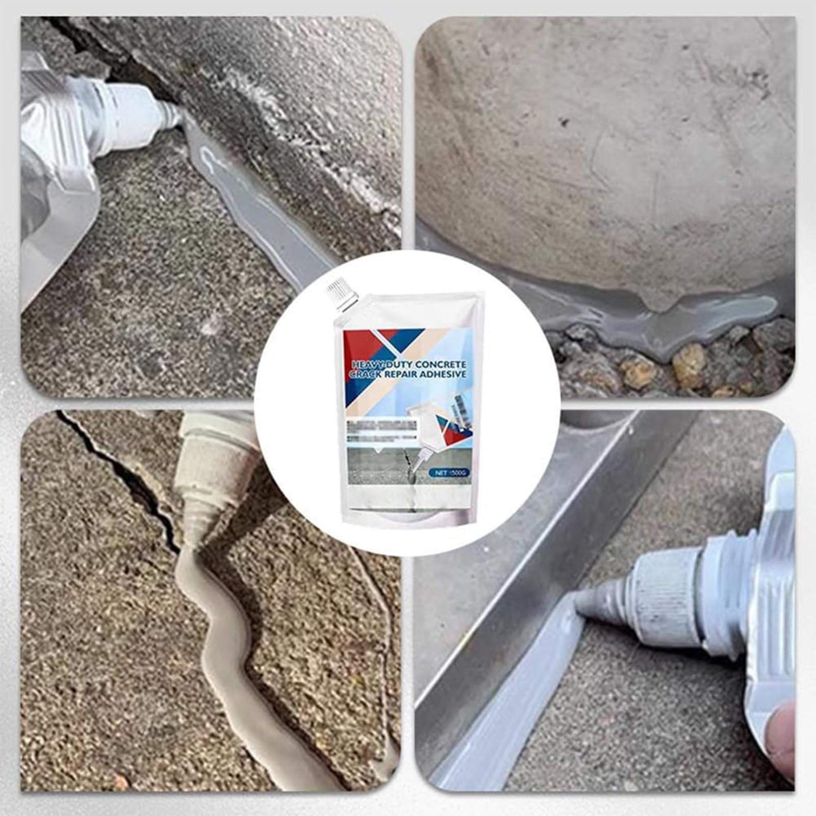 Concrete Crack Filler Caulk, Heavy-Duty Concrete Crack Repair Adhesive Outdoor, Long-Lasting Waterproof Bonding Agent, Quick-Drying Sealing, for Sealing Household Floor Wall Roof Cracks (Black, 700G)