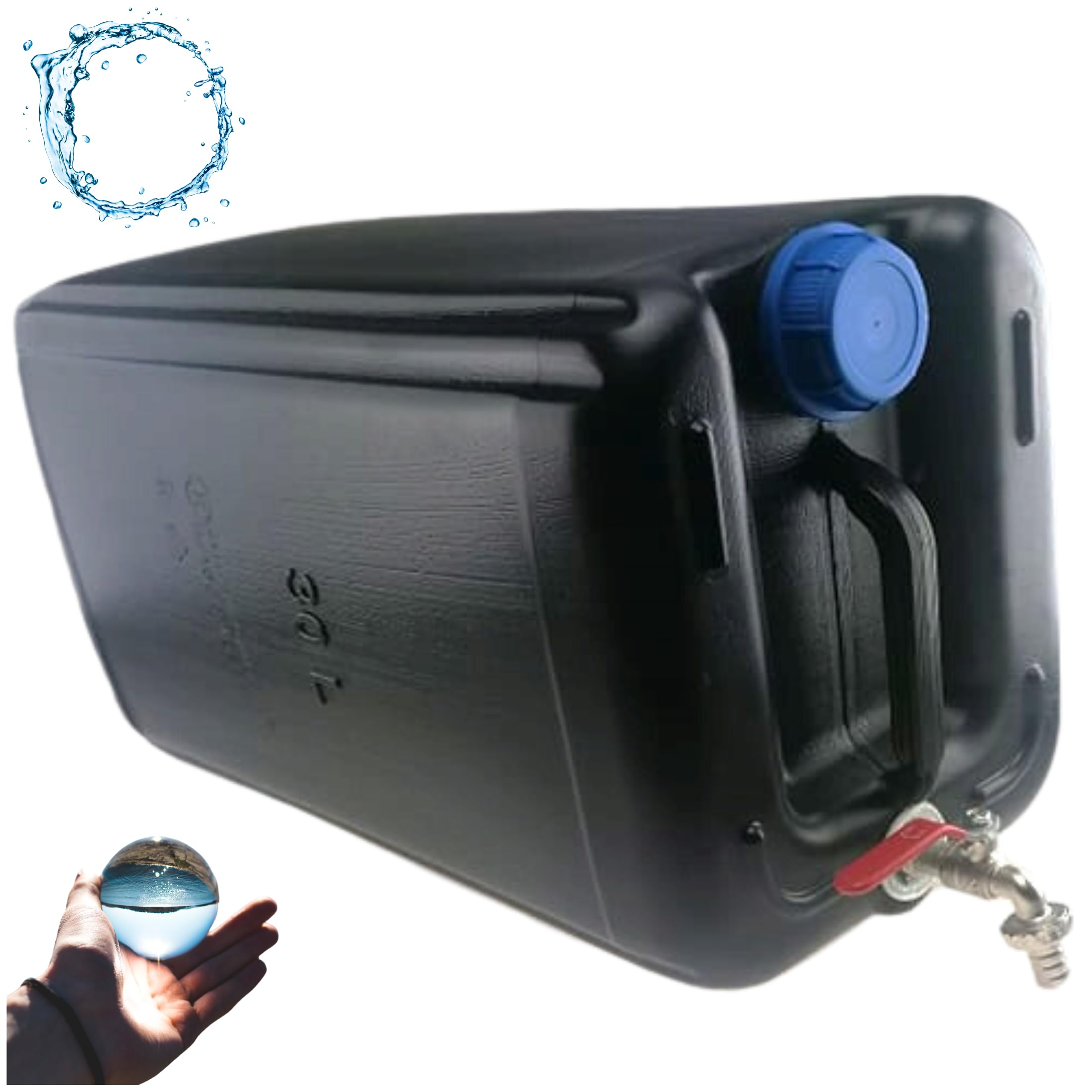 Bidón de agua de 30 l de plástico, depósito de agua con grifo, bidón de agua potable, depósito de agua, bidón de plástico, para casa, jardín, coche y camping, etc., cierre hermético