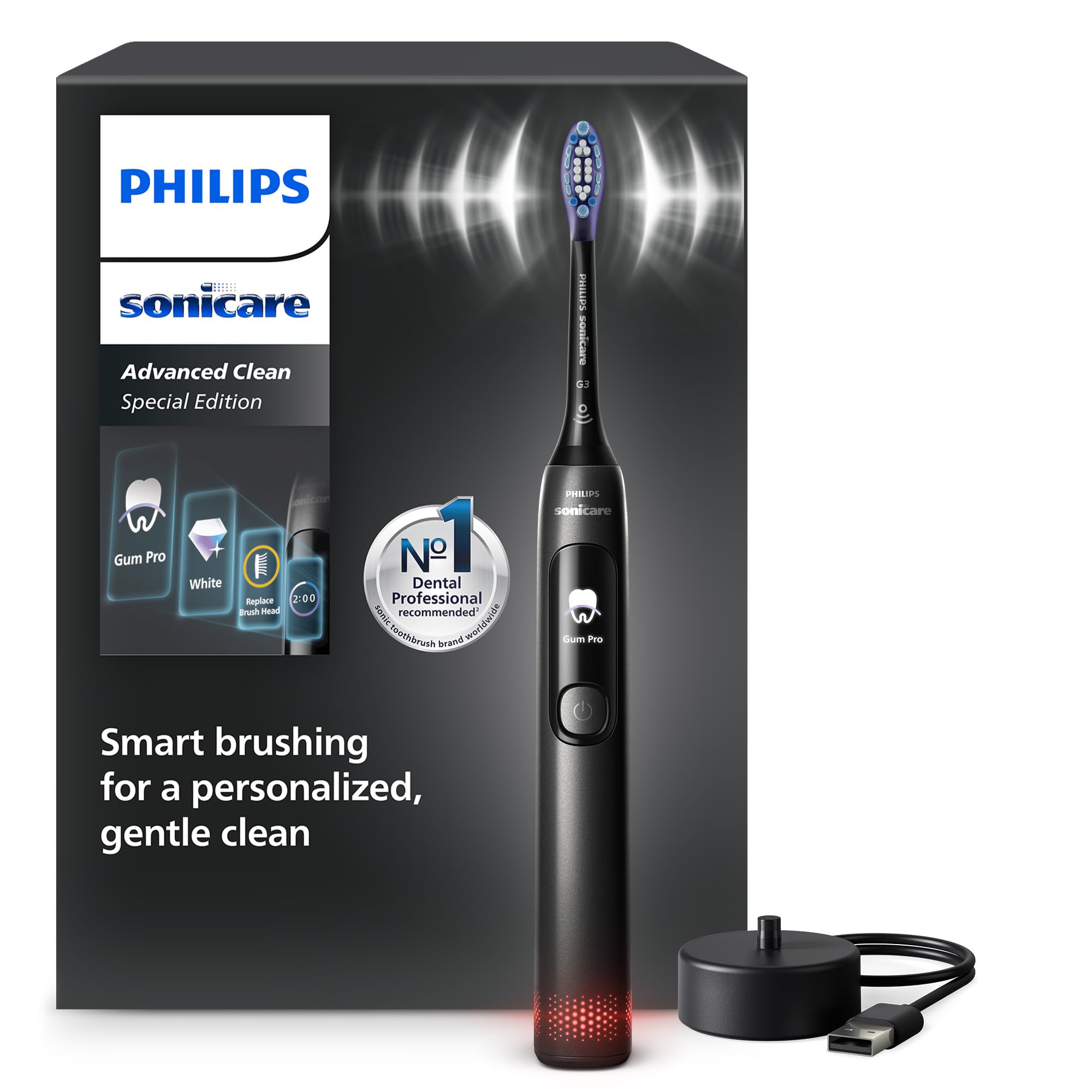 Philips Philips Sonicare AdvancedClean Limited Edition Electric Toothbrush - Smart Screen, Pressure Sensor, Brush Head Replacement, 5 Br