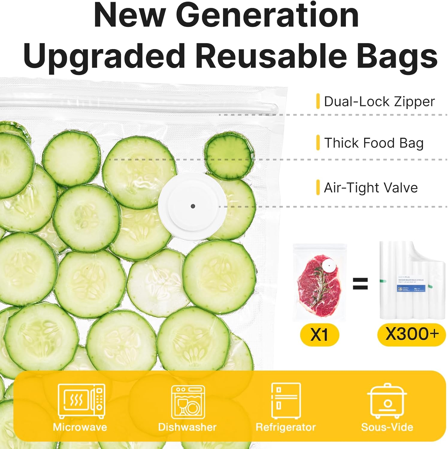 Reusable Vacuum Sealer Bags for Food (XL, 12" x 14") - Extra Large Freezer Storage for Bulk Meat & Whole Chicken - BPA Free, Washable, Sous Vide Safe - Universal Compatibility (20 Pack) - Image 8