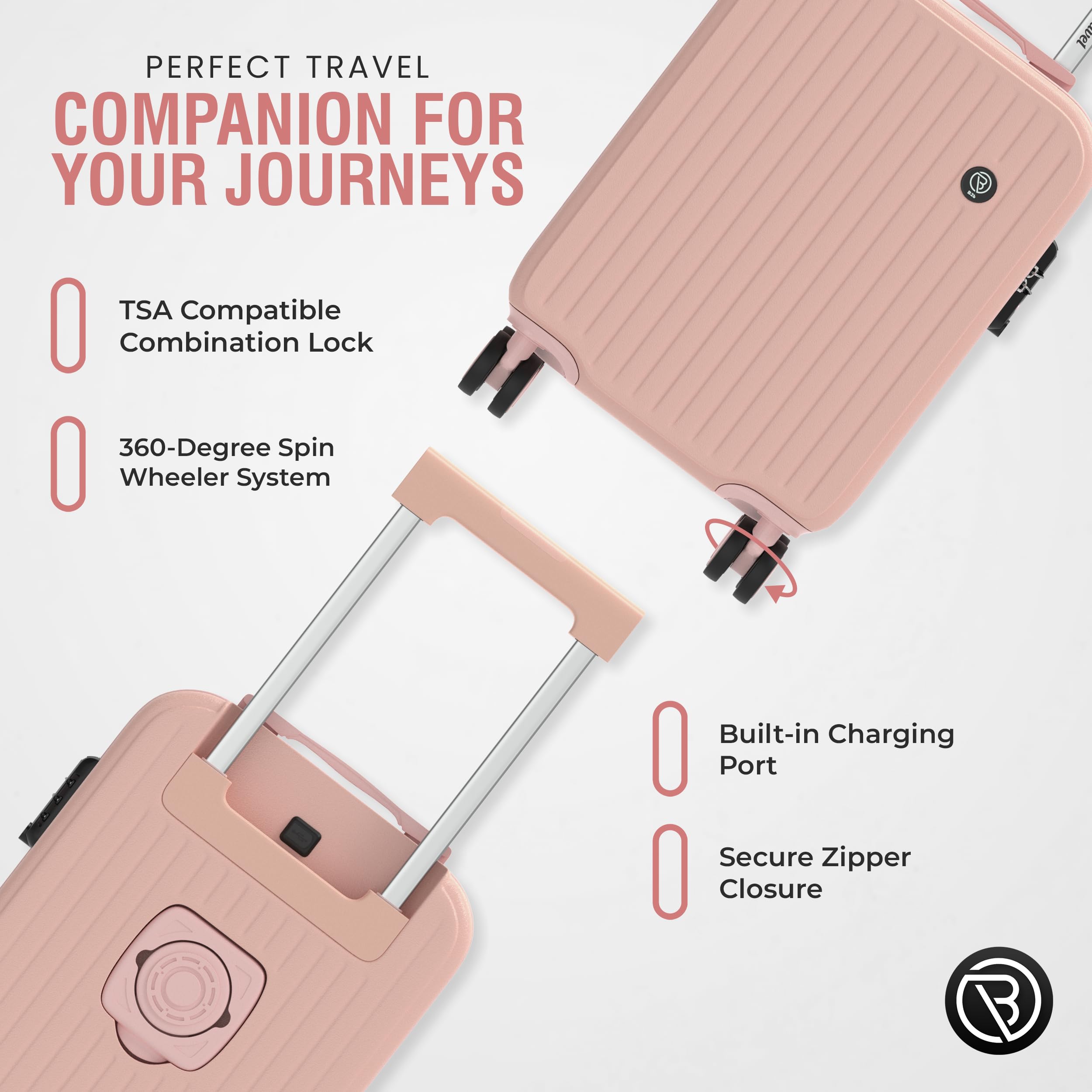 Border 2 Border Travel Underseat carry on luggage with wheels suitcase