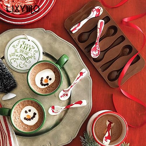 Miniatura 7 de Juego de 3 moldes de silicona para cucharas pequeñas aptas para horno para caramelos de menta, gomitas, decoración de pasteles, galletas para