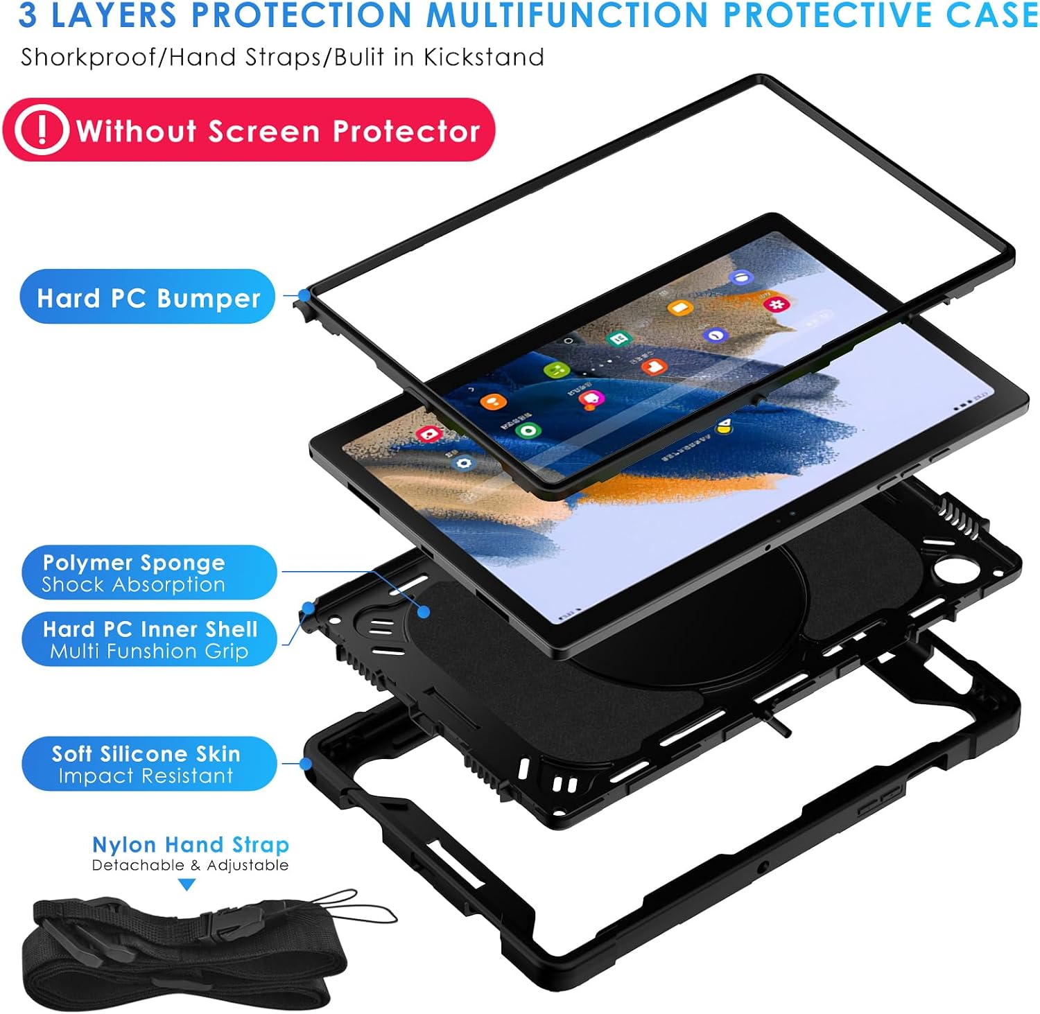 DETUOSI Shockproof Case for Samsung Tab A8 10.5" 2022, Black image 3