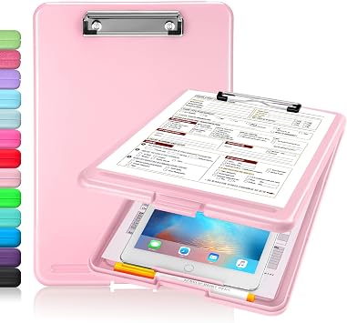 Sooez Clipboard with Storage, Plastic Nursing Clip Board, 8.5" x 11", Work | Sturdy Clipboards Foldable, Cute Hanging Clip Board Case, Teacher, Classroom Must Haves, Office School Supplies, Women & Men