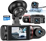 Dash Cam Front and Rear Inside Camera, 1080P 3 Channel Dashcams for Cars with 64GB Card, Super Night Vision Dashcam, Car Dash Camera with Loop Recording, G-Sensor, WDR, 24H Parking Monitor