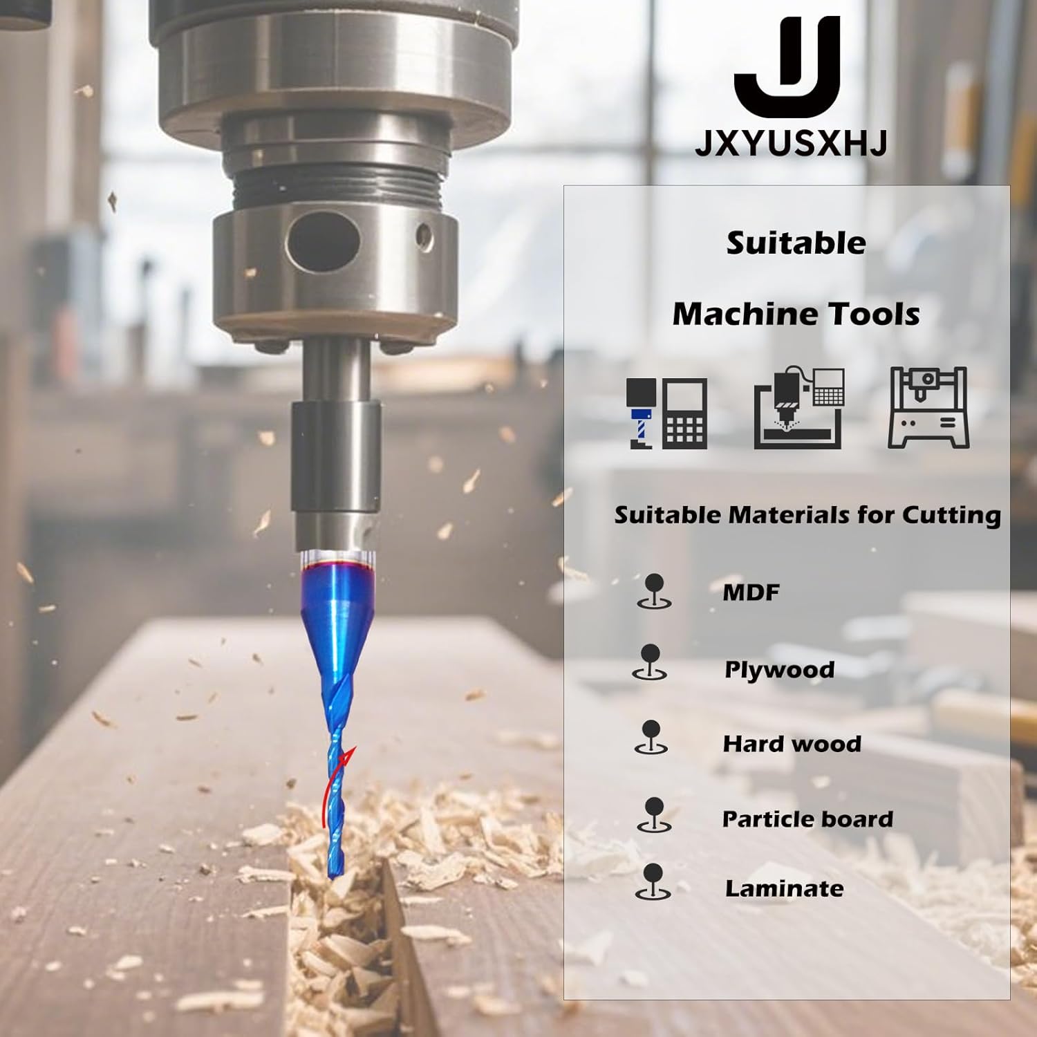 VIC028 2PCS Spiral CNC Router Bits 1/16 inch Cutting Diameter 1/4 inch Shank Up Cut End Mill for Wood Cut, 2D&3D Carving (1/16" CD X 1/2" CL X 1/4" S X 2" OVL)