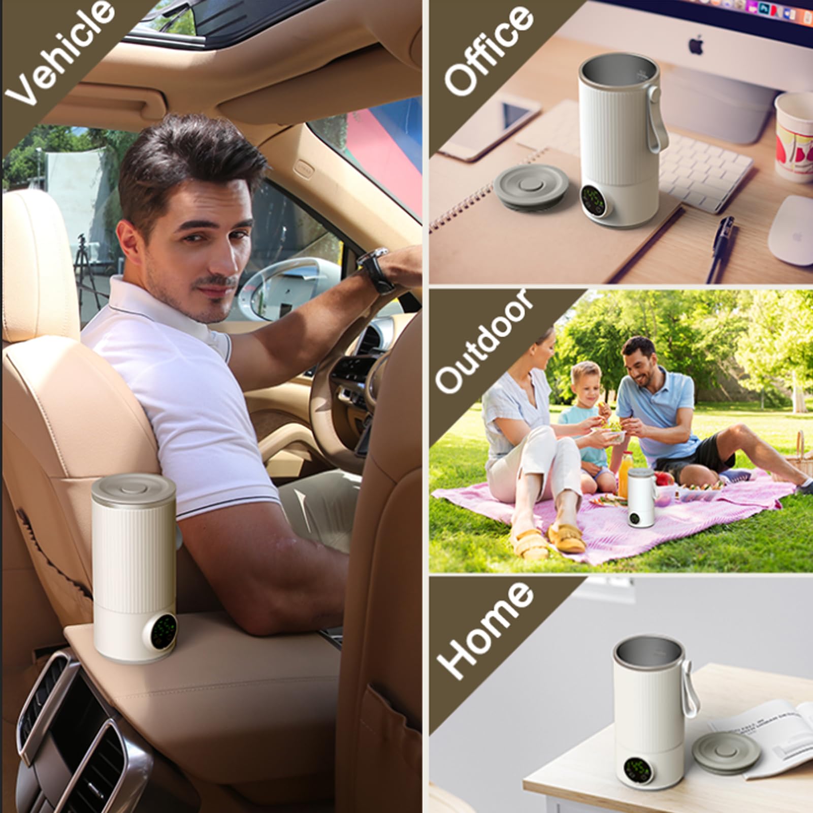 Bollitore Elettrico Portatile da Viaggio 400ML,USB Ricaricabile in Acciaio Inossidabile Caldaia Ad Acqua Calda con Doppia Batteria 3000mAh