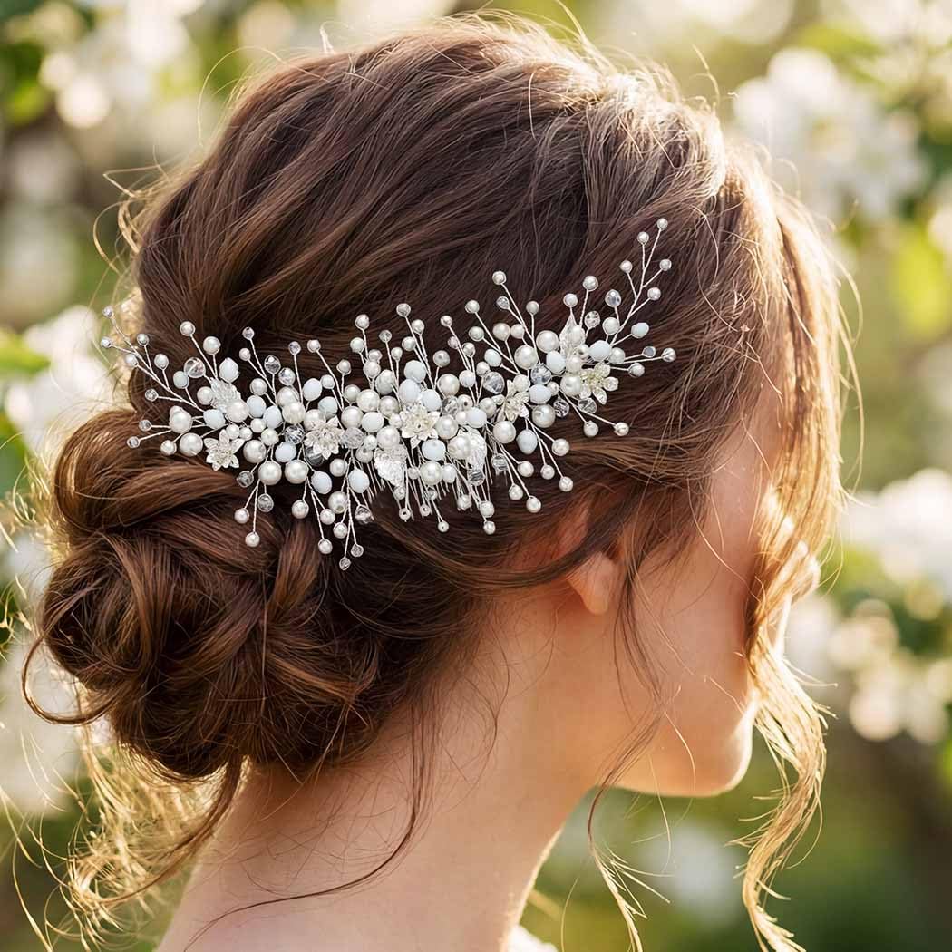 Yean Wedding Hair Comb Pearl Headpice Bridal Hair Accessories for Women