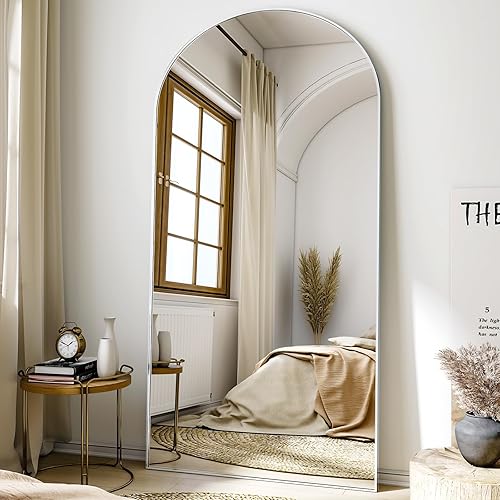 Vista 121 de Espejo arqueado de longitud completa, espejo arqueado de 36 x 78 pulgadas con soporte, montado en la pared para baño, vestidor, para colgar