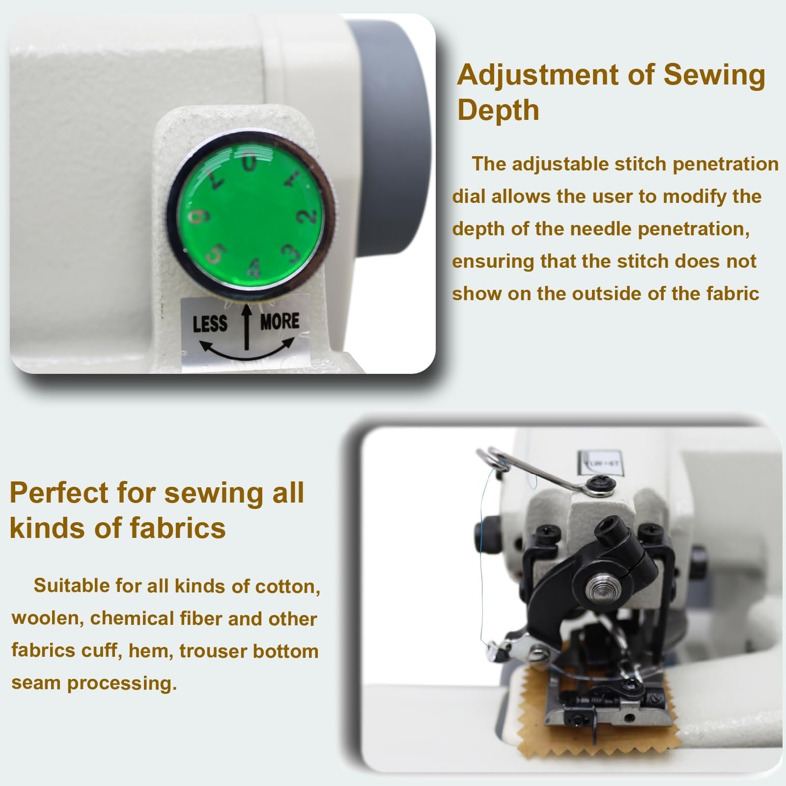 Máquina de coser de punto ciego de escritorio, 3-8 mm, RM-500, máquina de coser de modista con dobladillo con alteraciones, for puños, partes inferiores holgadas, dobladillos de vestidos, cortinas