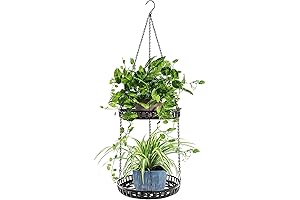 2 Tier Hanging Planter Metal Plant Hanger Indoor Outdoor