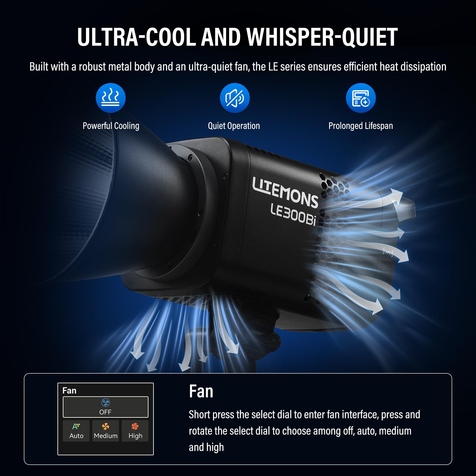 Godox Litemons LE300Bi LE300 Bi Luz Continua LED Video Light 320W 2800K~6500K 58900 Lux/1m TLCI/CRI≈98 Control Bluetooth 11 Efectos FX Montura Bowens Luz de Vídeo para Vlogging Live Youtube (Negro)