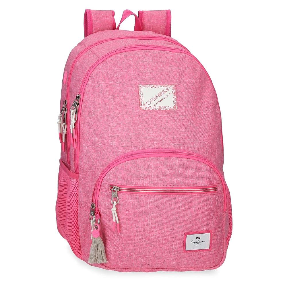 Pepe Jeans Luna Mochila Escolar Doble Compartimento Adaptable a Carro Rosa 32x44x22 cms Poliéster 30,98L