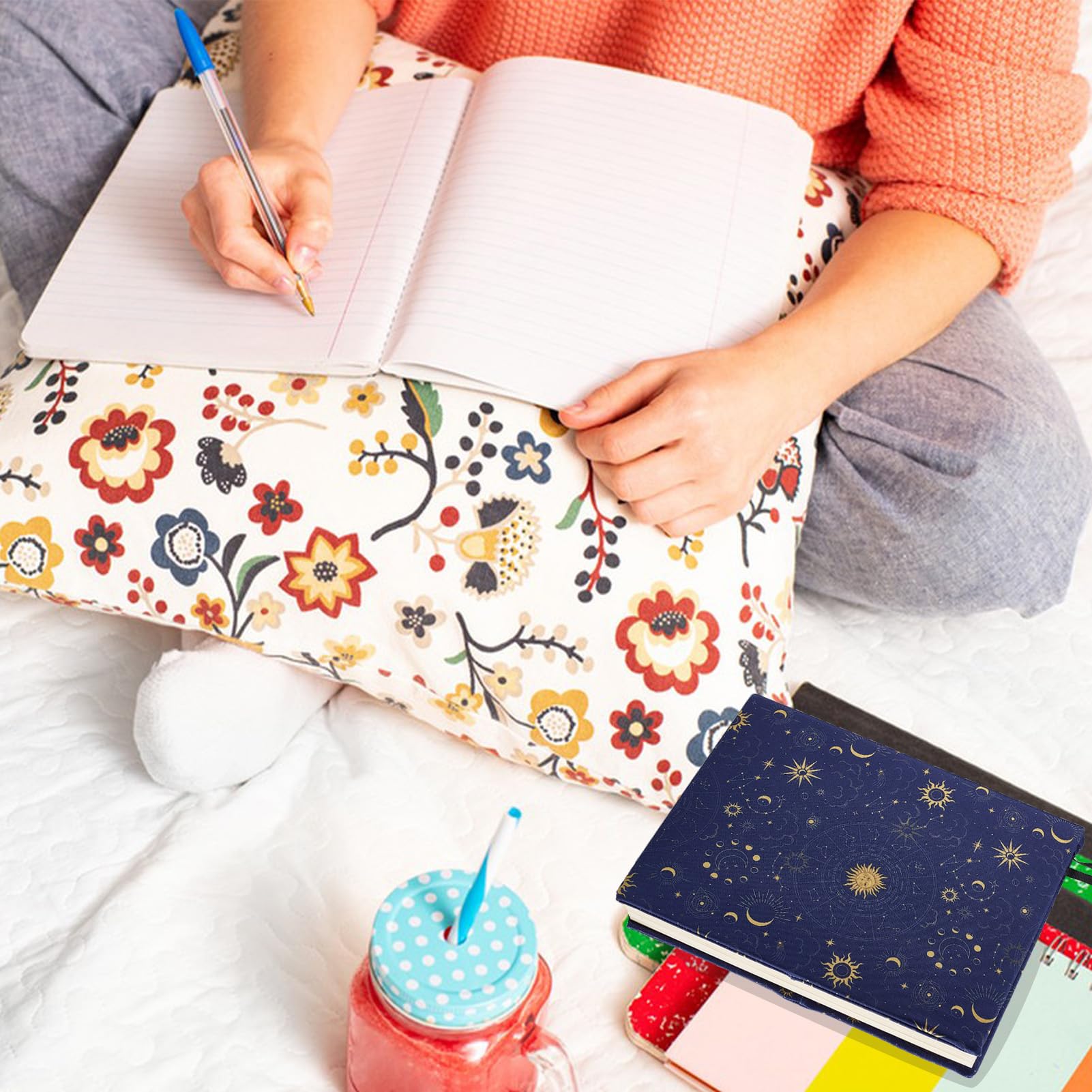 NICENEEDED Copertina Estensibile per Libri, Custodia per Libro Stella Luna Blu Navy