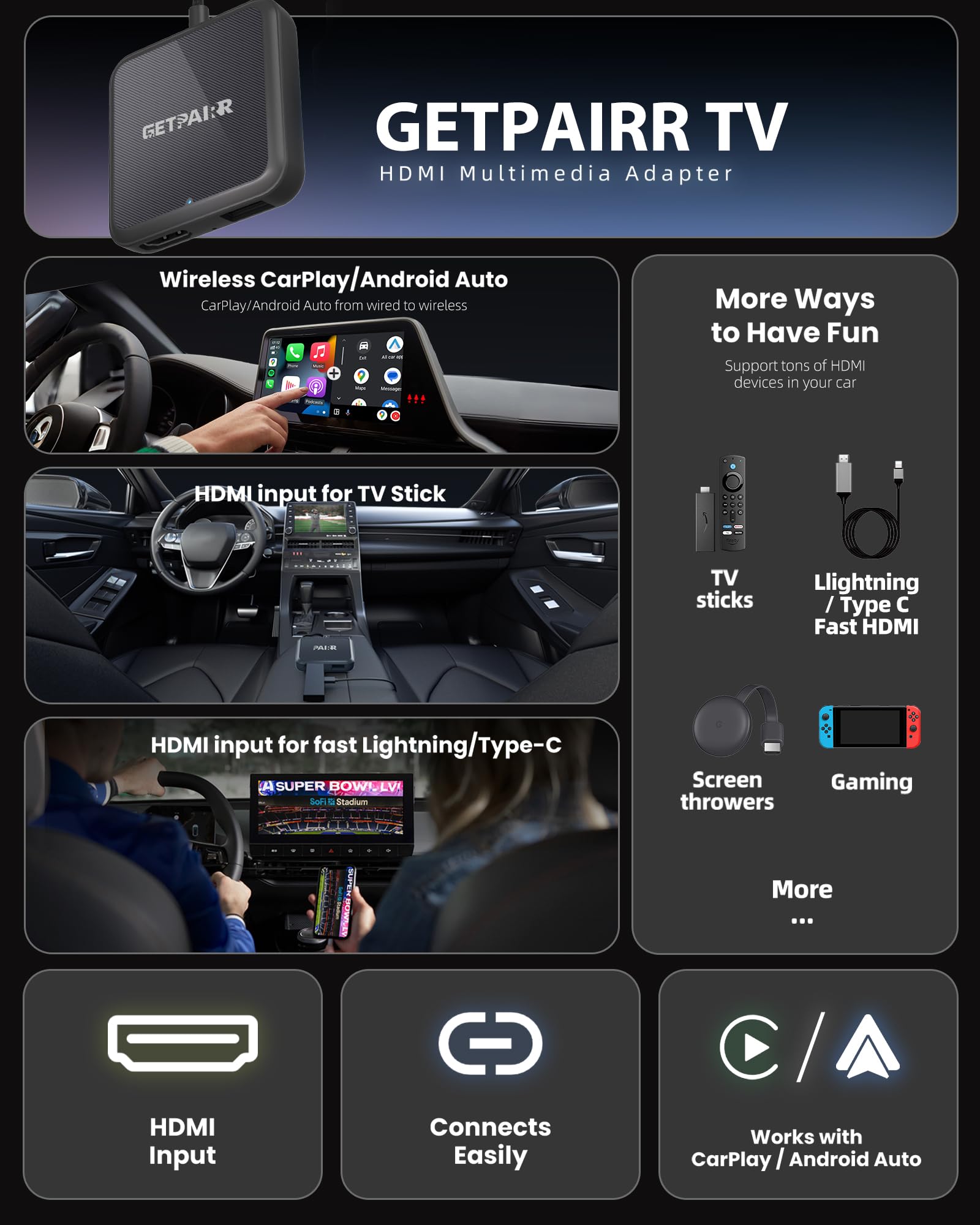 【GetPairr TV】Car TV Mate Pro Max Pairr Max Pro Wireless CarPlay/Android auto with video