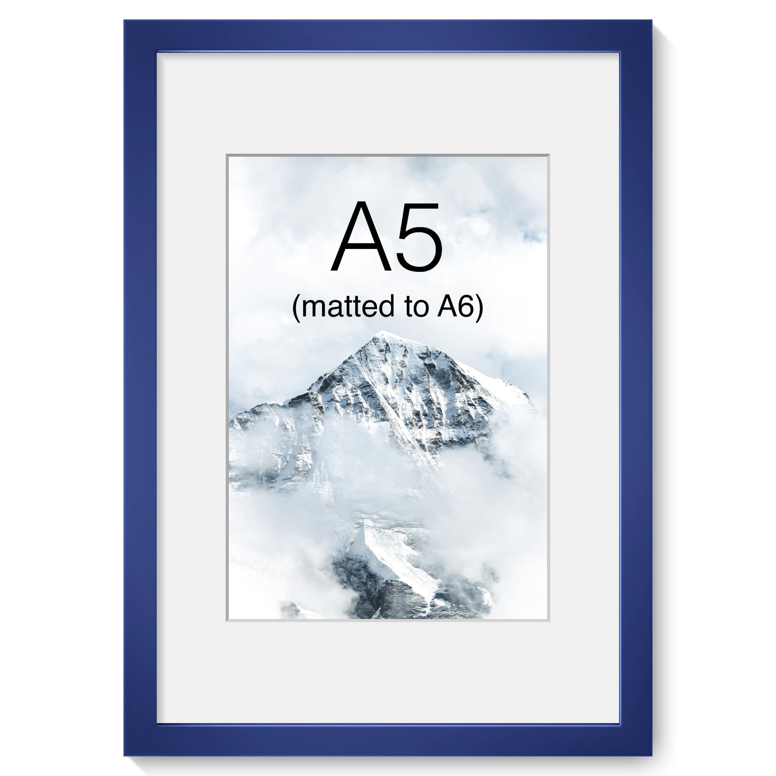 Acovy A5 Picture Frame, Aluminum Photo Frame Matted to 98x138mm, with High Definition Plexiglass, Metal A5(148x210mm) Picture Frame for Wall or Tabletop Display, Wall Hook Included