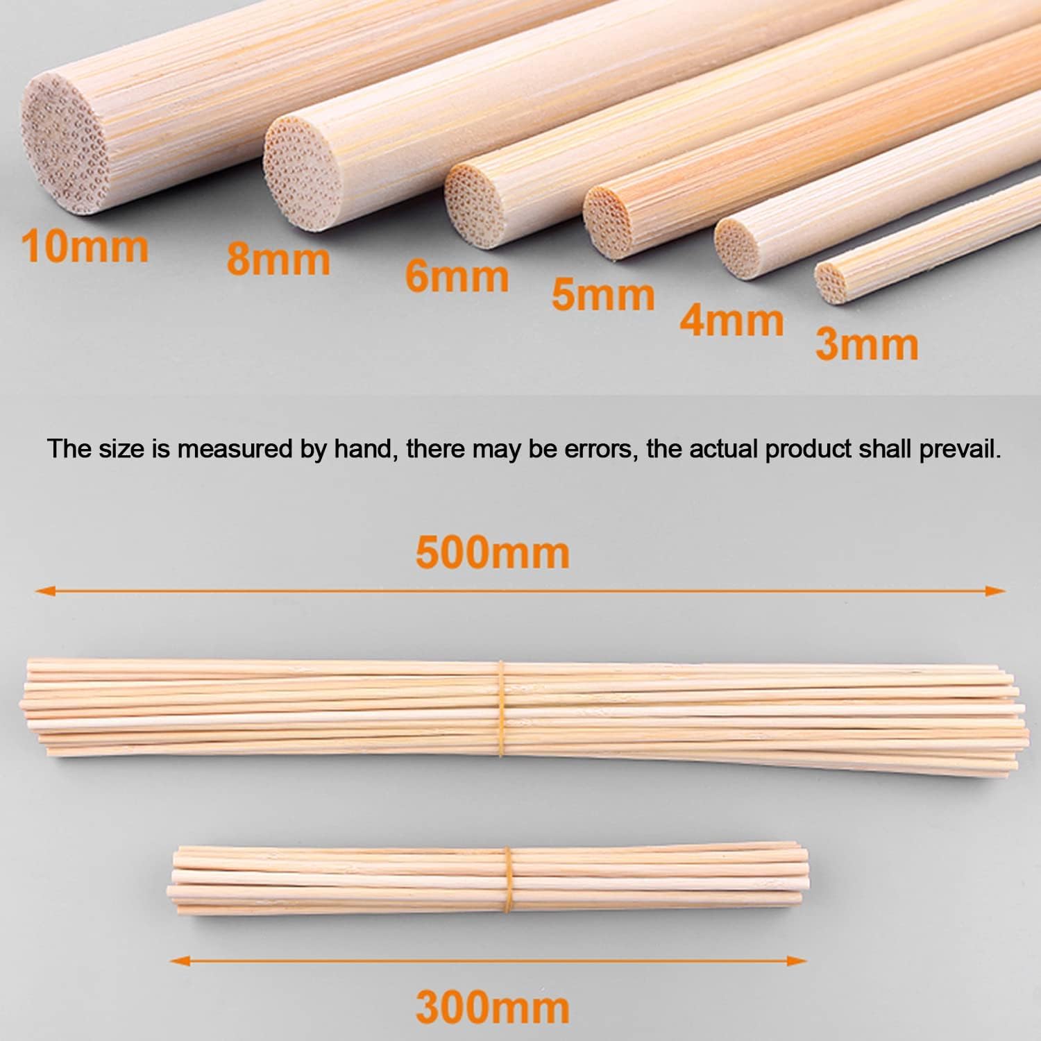 20 Szt. Okrągłych Prętów Bambusowych O Długości 500 Mm I średnicy 6-10 Mm, Odpowiednich Do Projektów Rzemieślniczych, Tworzenia Konstrukcji Drewnianych, 10x500mm