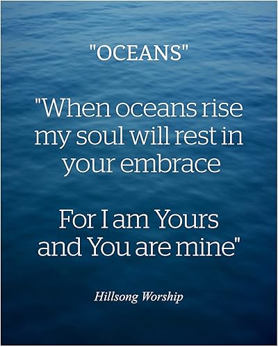 Miniatura 1 de Hillsong Worship - When Oceans Rise Song Lyric Wall Art Print, This Ready to Frame Typographic Ocean Music Wall Art Poster Print is Good For Home,