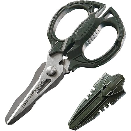 Versatile Compact Multi-Function Scissors with 4-in-1 Combi Blade - cuts Leather, Solid Copper Wire (inc. Mains Cable), CDs, Thick Rope & More. Made in Japan. ENGINEER ph-55