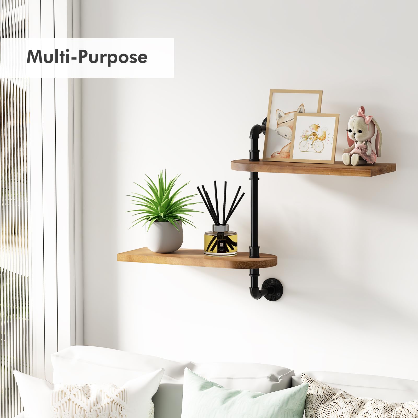 Estante giratorio de 2 niveles para plantas, soporte de madera para plantas de interior, soporte para plantas de pared, exposición óptima a la luz para múltiples plantas de interior, mejora la 6