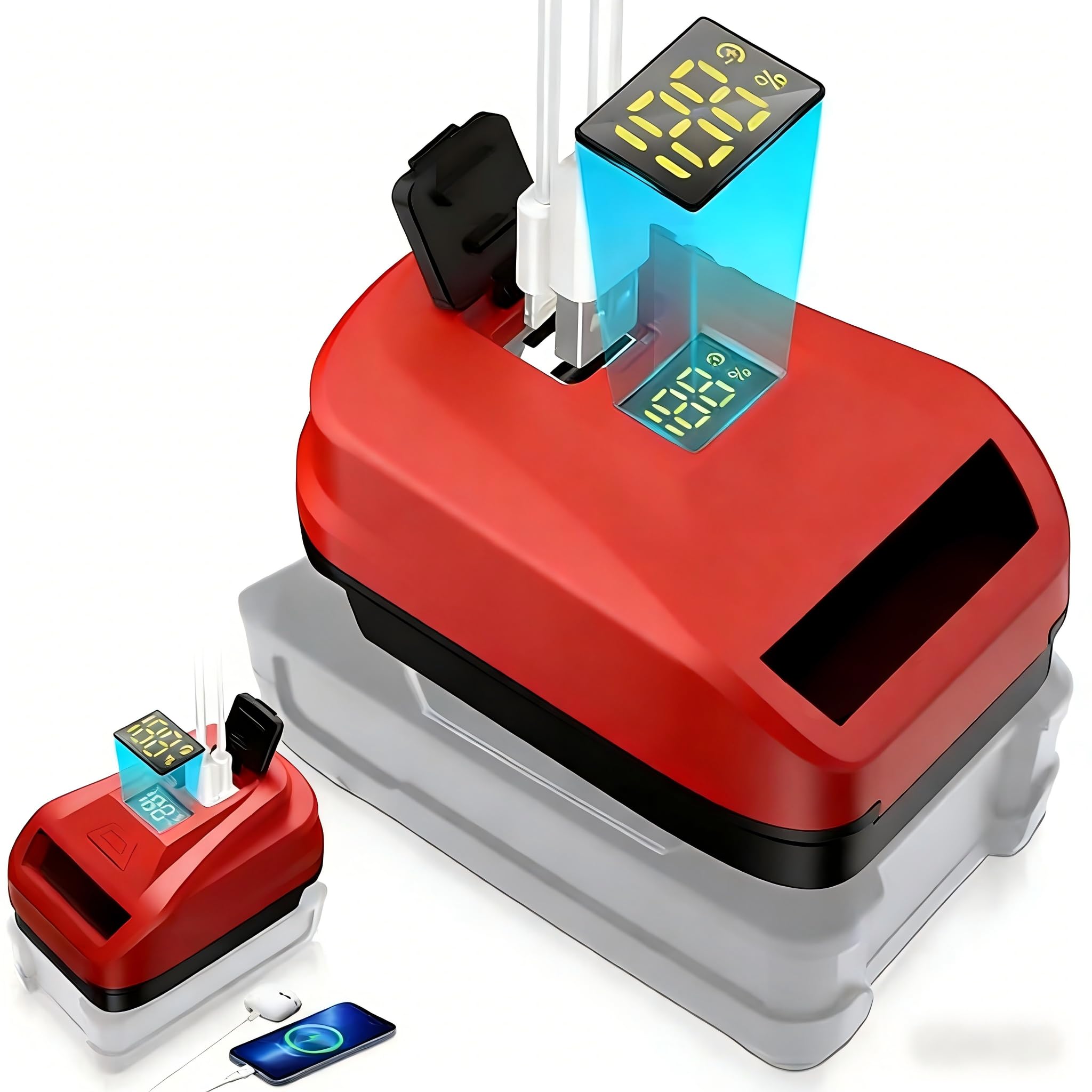 Portable USB Charger for Einhell 18V Power X-Change Battery, 100W PD3.0 Type-C & QC3.0 USB-A Port, Compatible with PXC 4511396 PXBP-300 PX-BAT52
