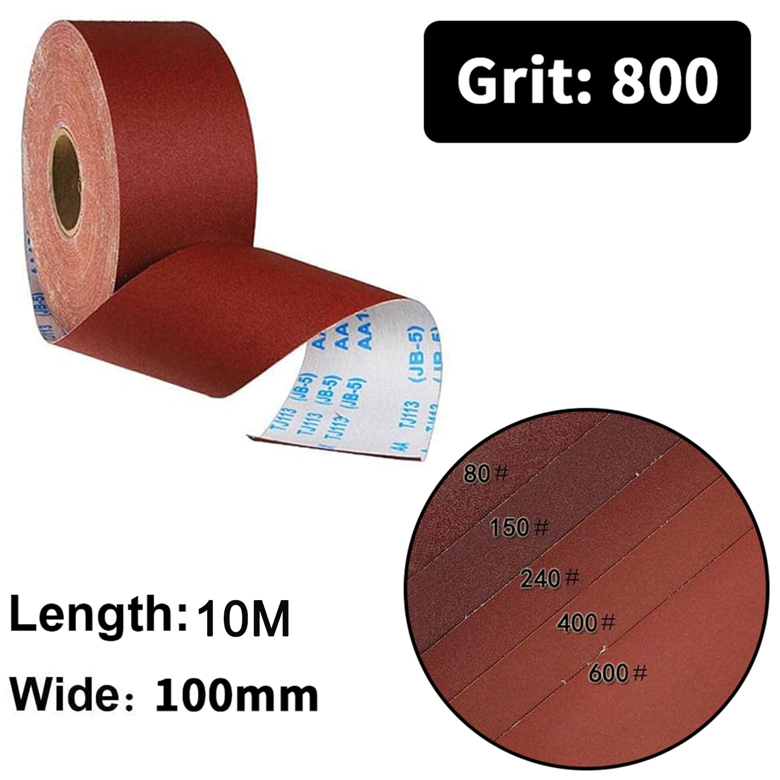 Unifizz Rotolo di carta vetrata abrasiva, 10 m x 100 mm, strumenti per lucidatura, grana 800, confezione da 2