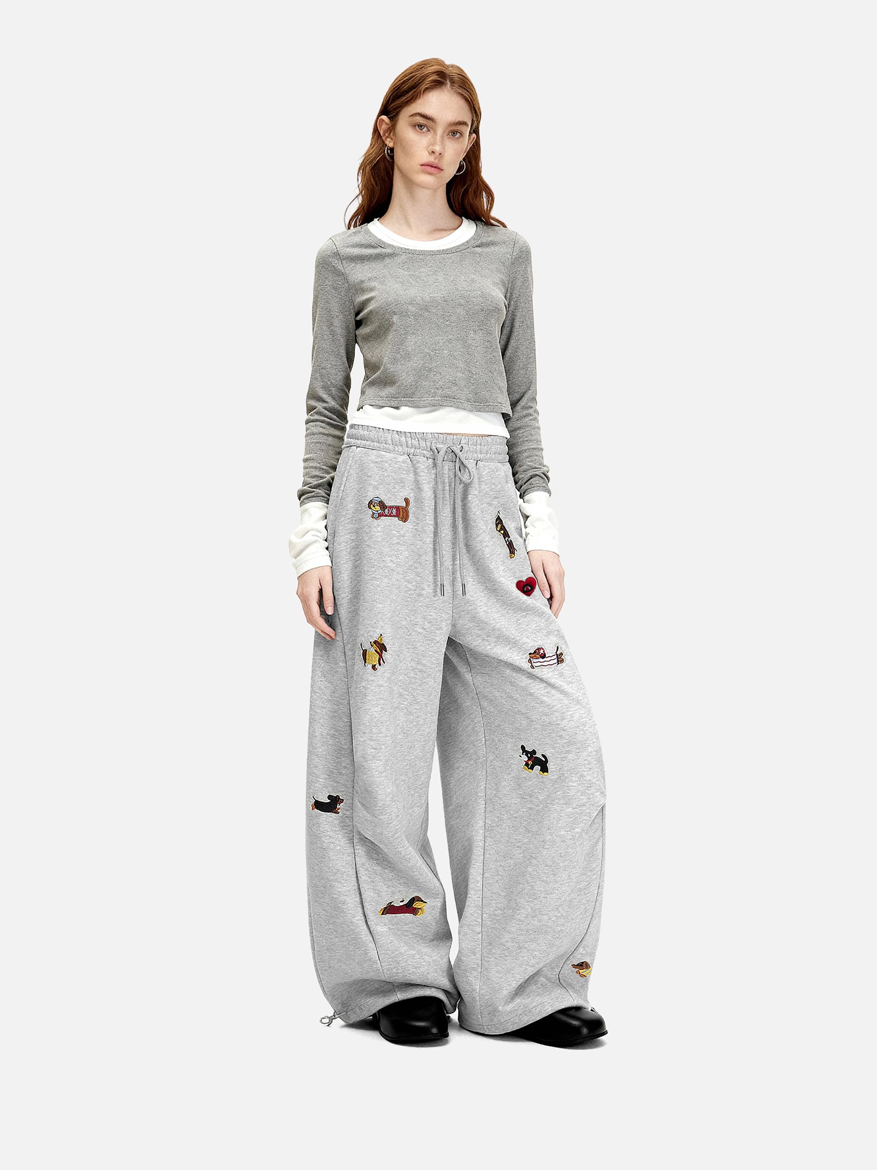 Aelfric Eden Herren Damen Baggy Jogginghose Dackel Graphic Sweatpants Baumwolle Kordelzug Freizeithose Y2K Streetwear Sporthose mit Taschen