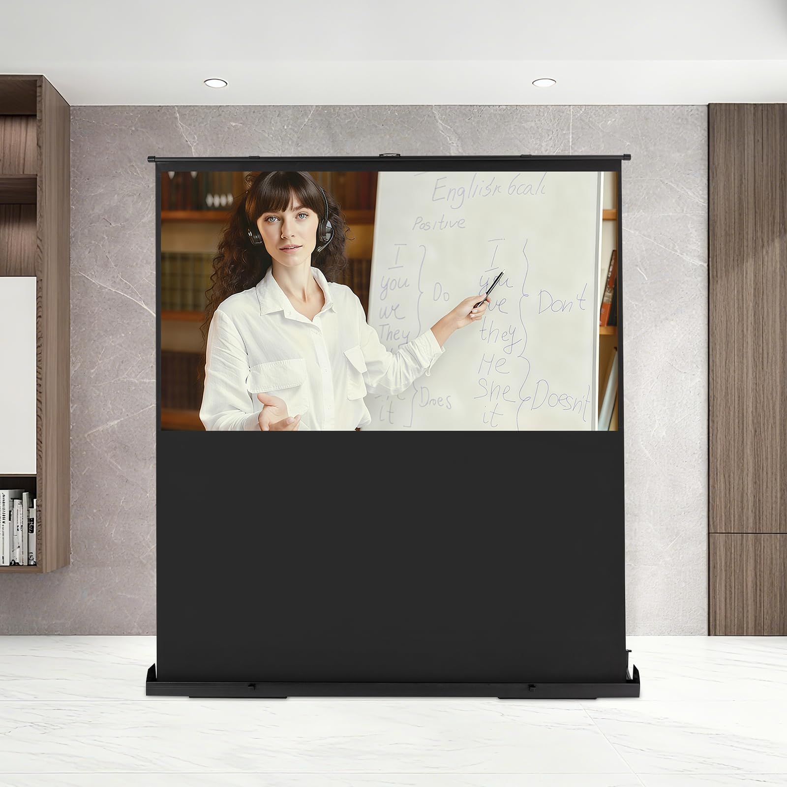 Proiettore di tela portatile 170 x 200 cm Home Cinema Proiettore Regolabile Altezza Schermo di Proiezione Ultra Proiettore Tela Proiettore Da Pavimento Schermo