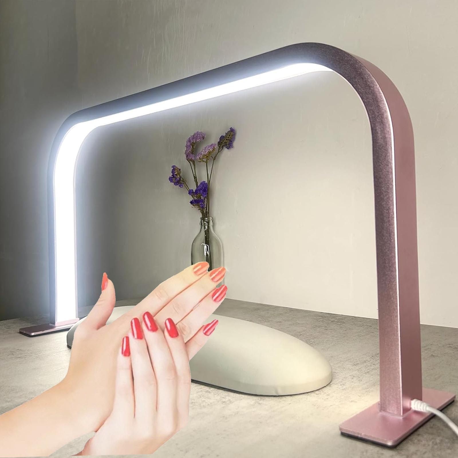 Lampada Da Tavolo A Mezzaluna 3000-6000k Per Unghie,Lampada Da Tavolo Led A Mezzaluna Quadrata Per Estetiste, Estetista, Estetista, Lampada Per Ciglia-Regolazione Luminosità E Oscuramento,Pink