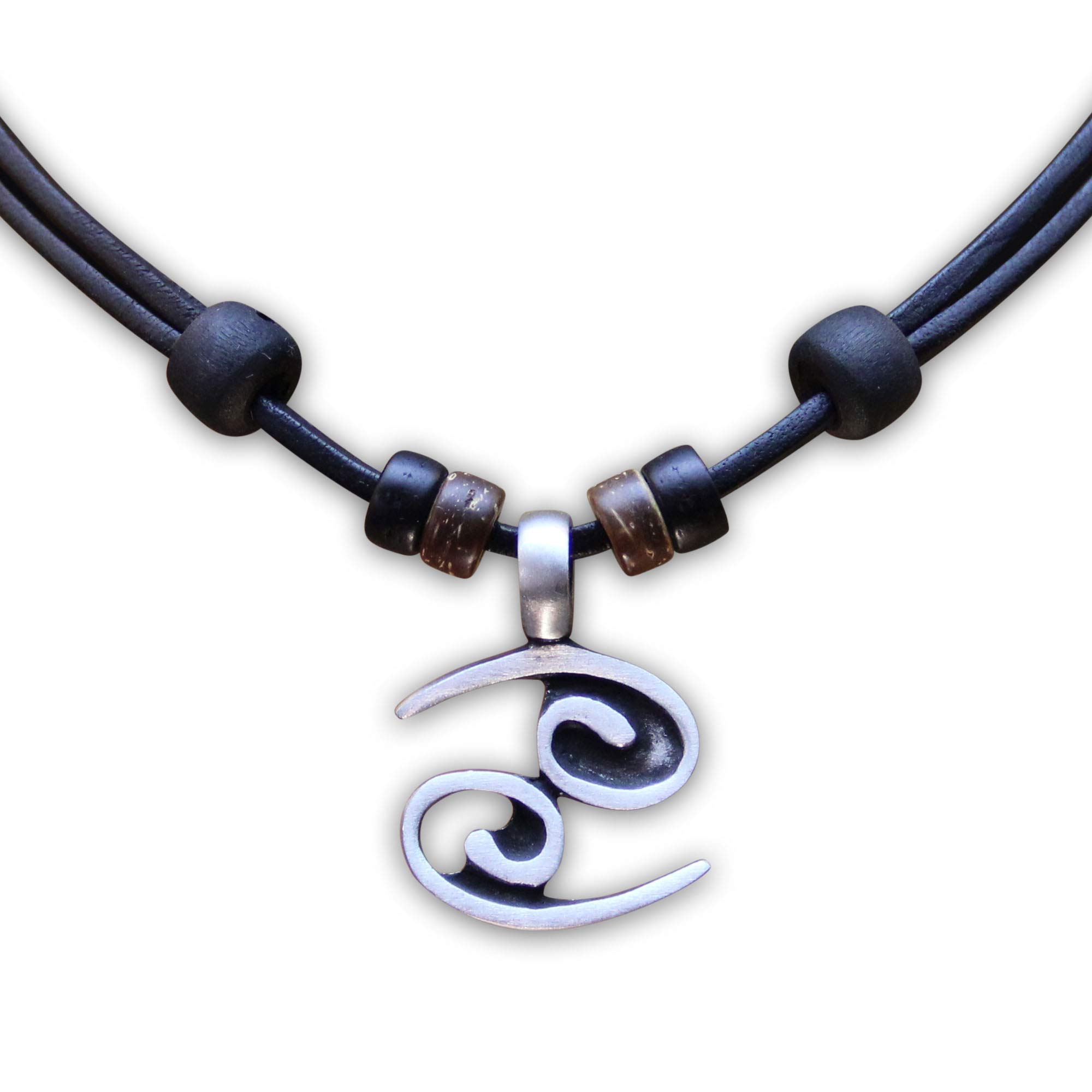 HANA LIMA 1 von 12 Sternzeichen Tierkreiszeichen an verstellbarer Halskette Horoskop Horoscope Lederkette Surferkette D - KREBS (Cancer) / 22. Juni - 22. Juli