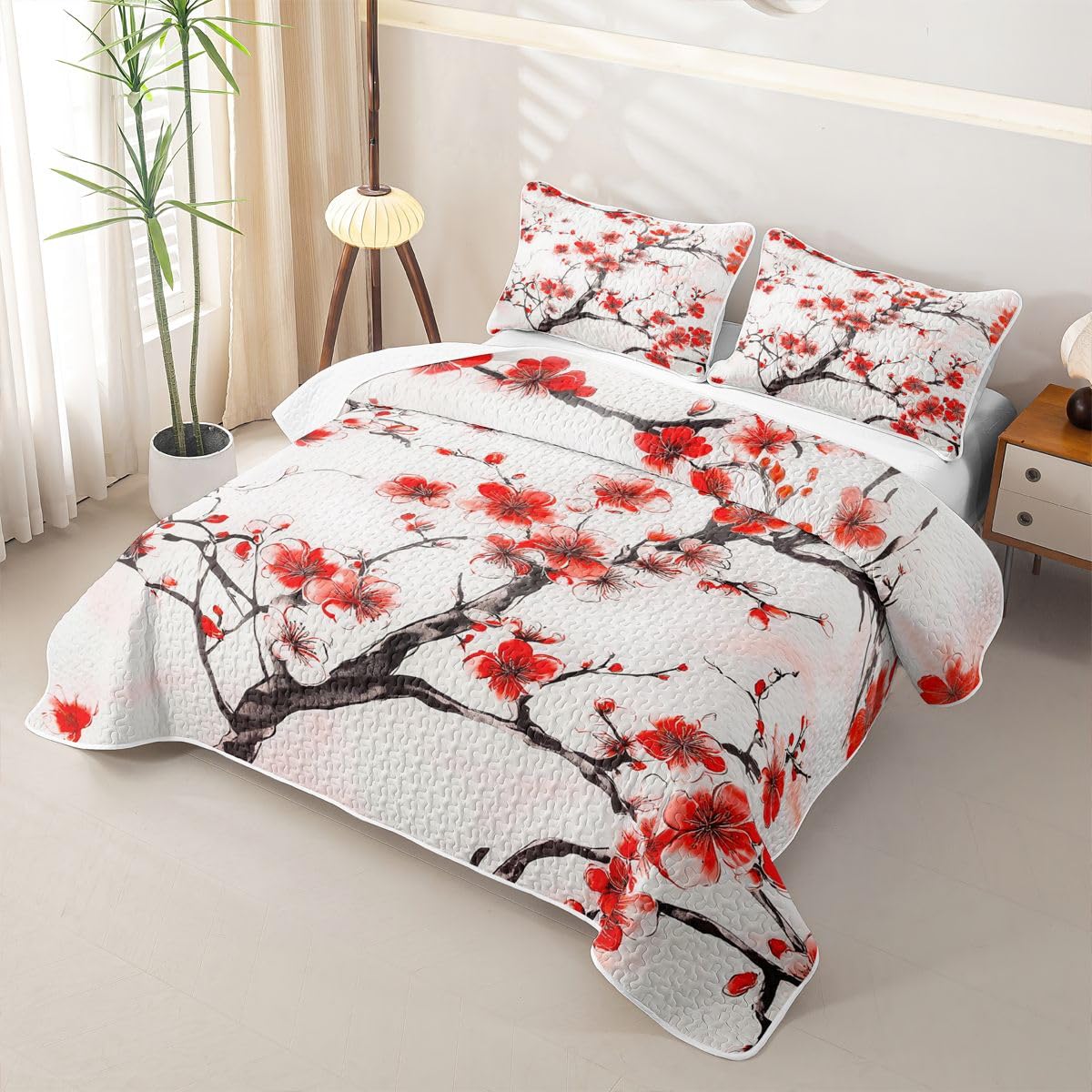 Homewish Set di biancheria da letto matrimoniale trapuntato con fiori di