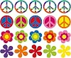 Gejoy 20 Pcs Hippie Party Flower Cutouts 60s 70s Groovy Party Cutouts Decorations Peace Sign Retro Tie Dye Decor 7.9 x 7.9 Inch with Glue Point Dots for Hippie Theme Groovy Birthday Classroom Supplies