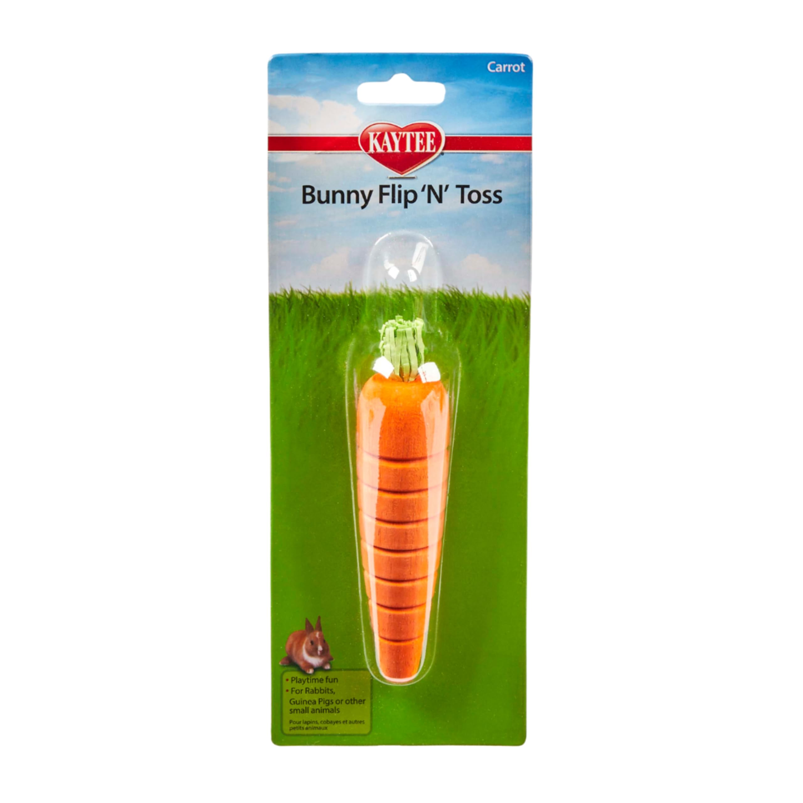 Kaytee Bunny Flip-N-Toss Toy Carrot for Rabbits, Guinea Pigs, and Other Small Animals