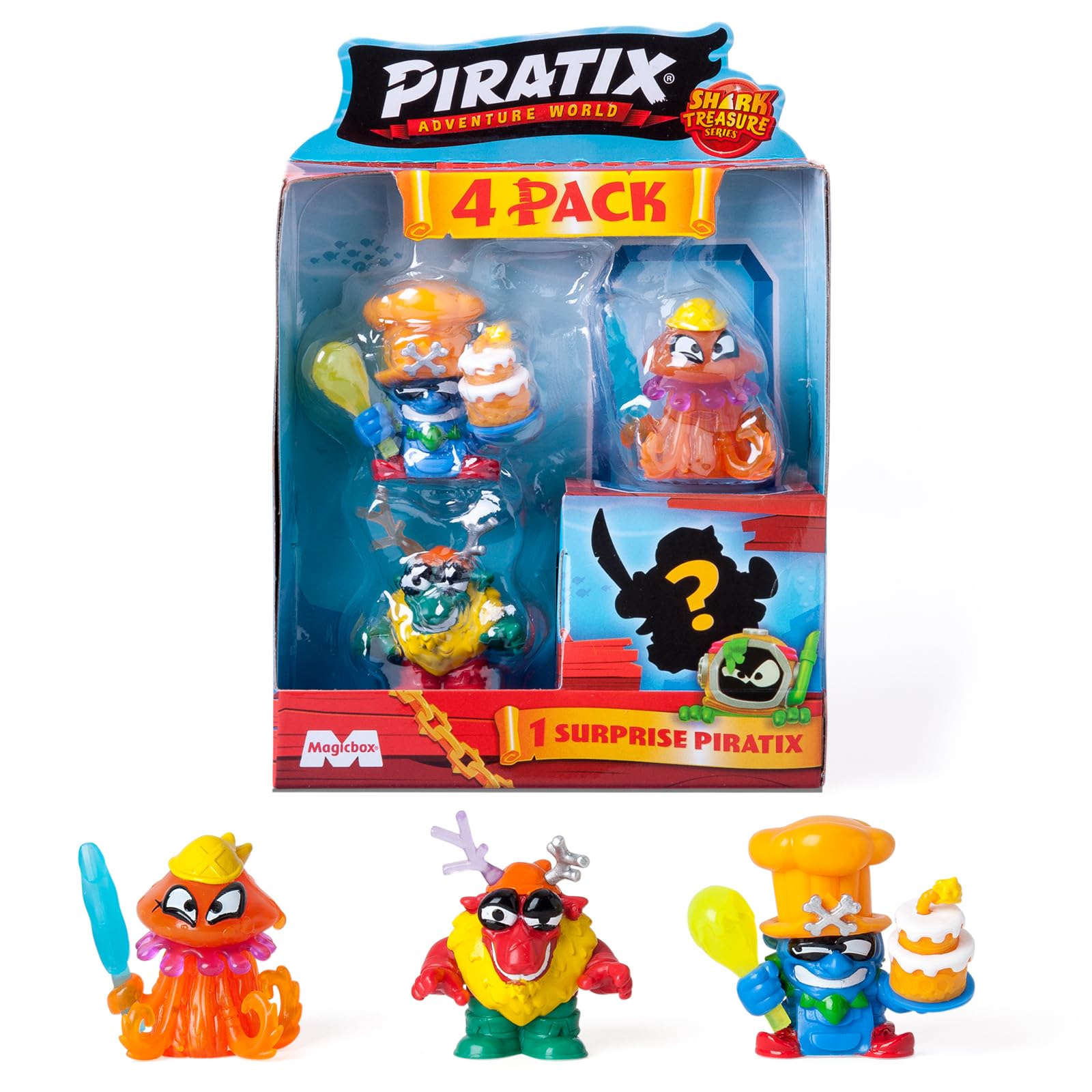 PIRATIX Shark Treasure Series– 4 Pack. Includes 4 Piratix (1 “crystal” and 1 surprise) and 4 “crystal” accessories. Pack 2 out of 6, 13.8 cm