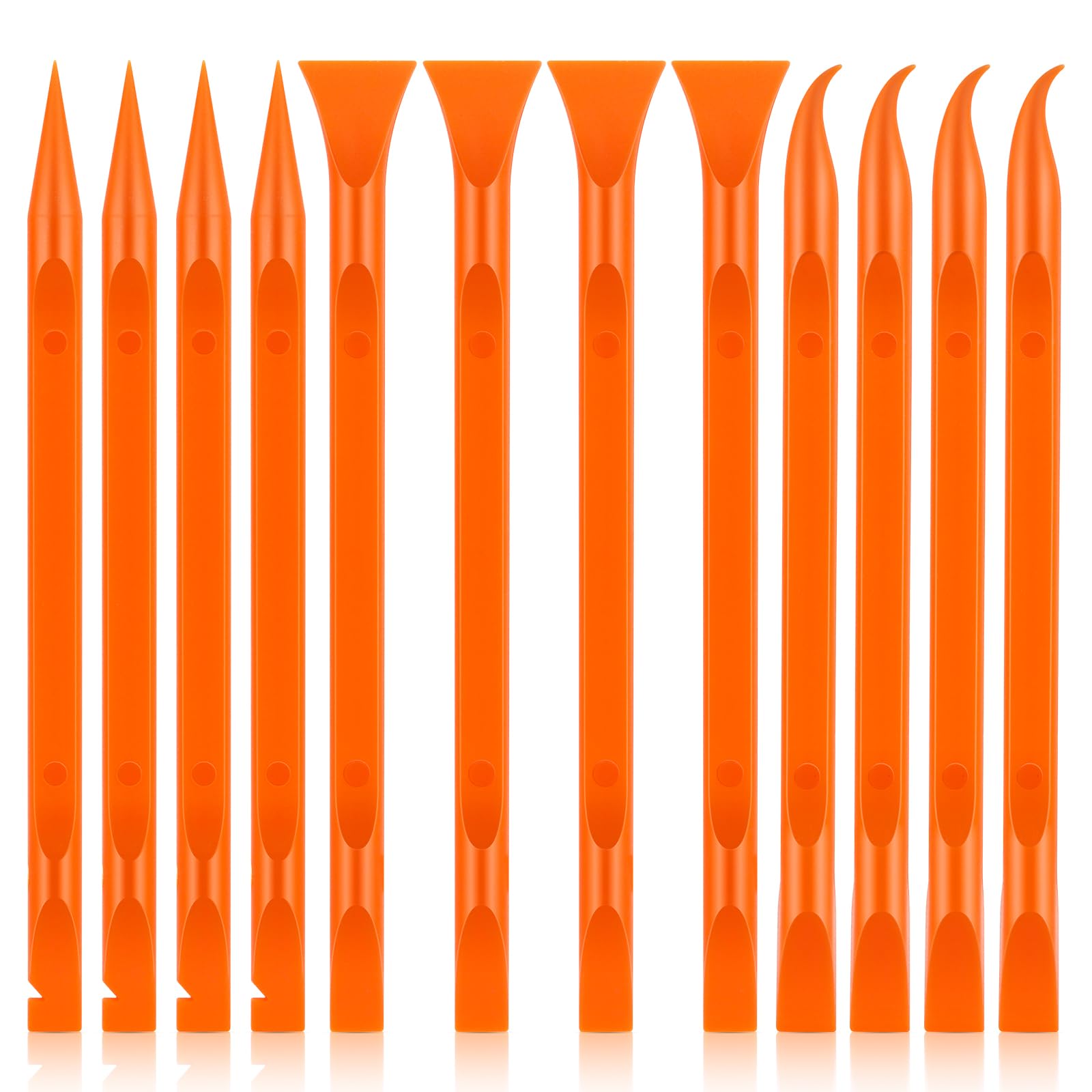 12 PCS Carbon Fiber Plastic Scrapers Tool, Non-Scratch Scraper Tool for Tight Spaces, Multi-Purpose Label Scraper Pen-Shaped, for Car Cleaning
