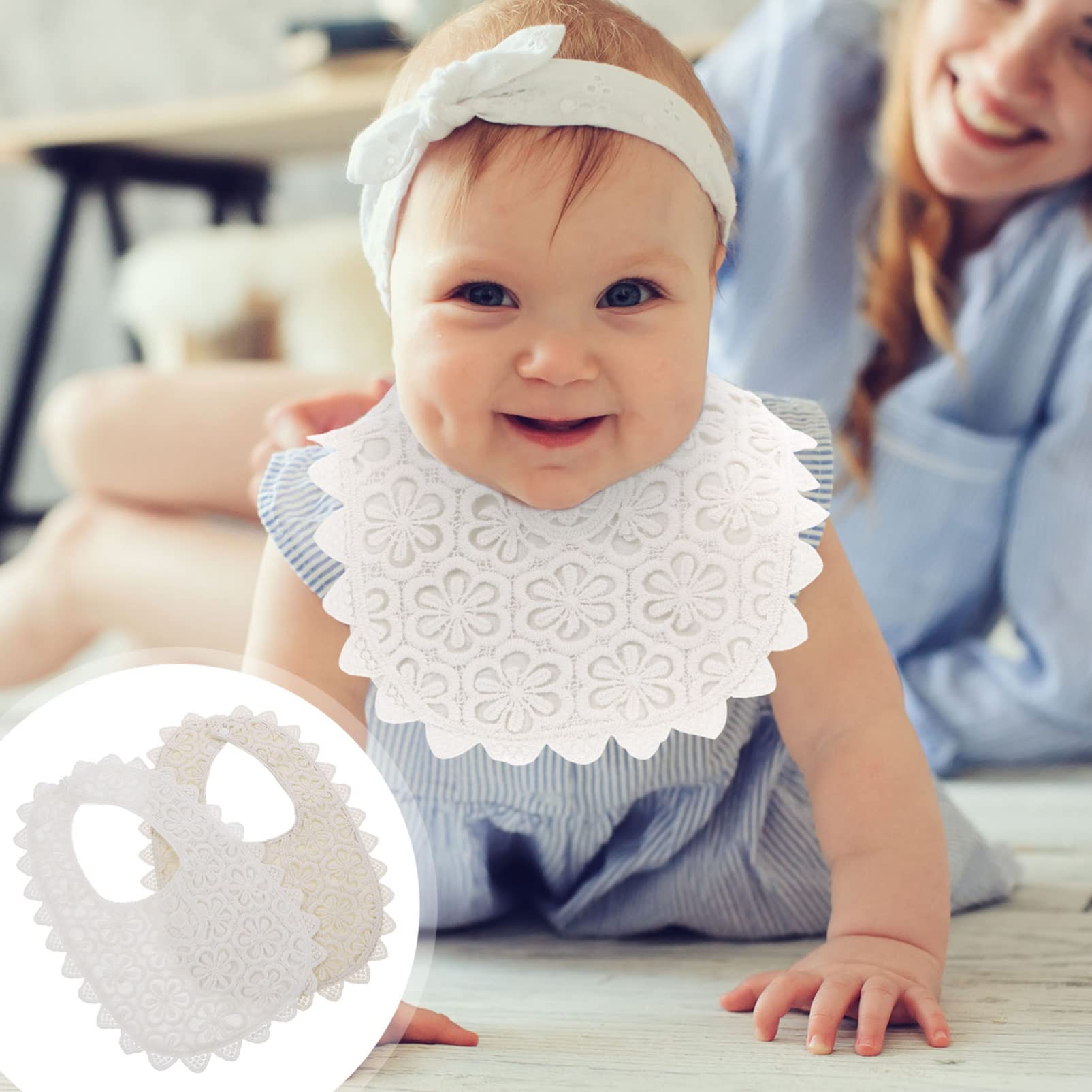 Toyvian 6stücke Lätzchen Aus Baumwolle Mit Verstellbarem Knopf Elegantes Spitzen-design Fütterungs Und Sabberlätzchen Für Neugeborene