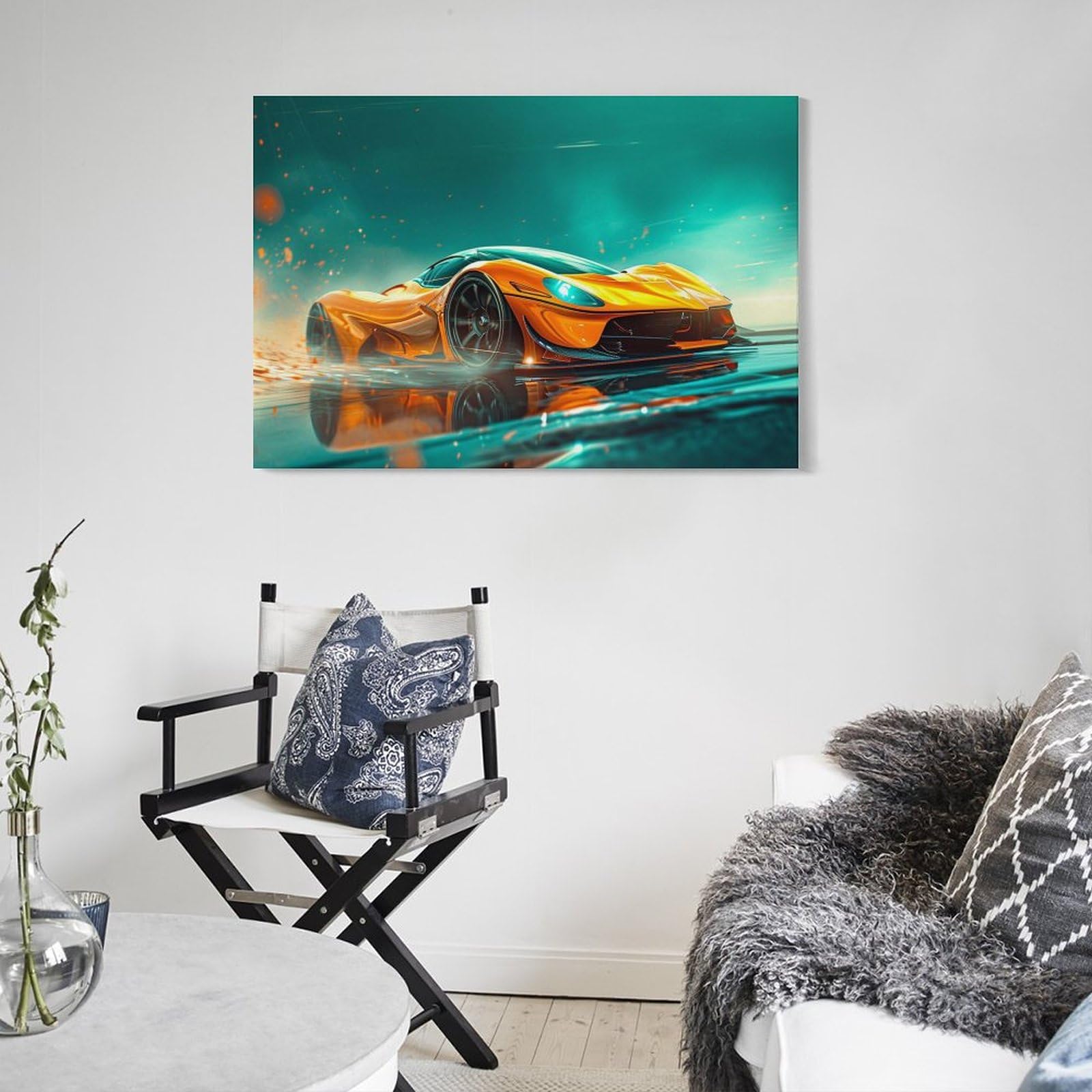 Amazon.co.jp: 絵画 ハンサムなスーパーカーインテリア 絵画