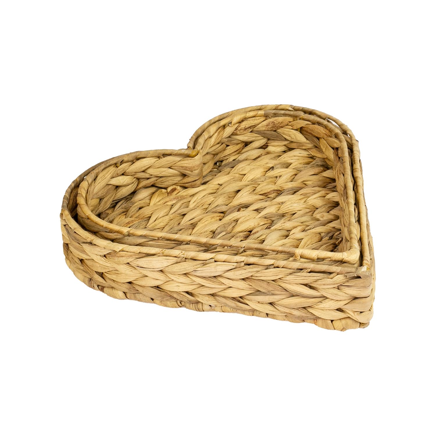 HMF Cesto regalo vuoto, cesto portaoggetti intrecciato in giacinto d'acqua, set da 2 pezzi, a forma di cuore, larghezza 29/26 cm