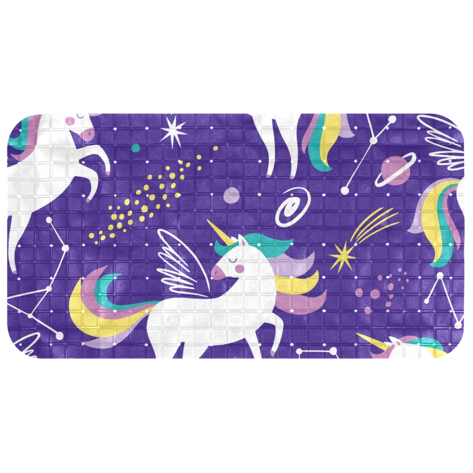 Tapis de salle de bain licornes antidérapant baignoire enfant 68x37 cm