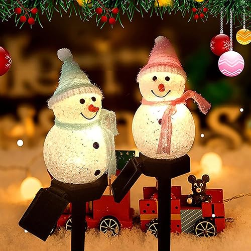 Miniatura 5 de REDMOL Luces solares de Navidad para jardín, luces solares de muñeco de nieve, iluminación LED blanca cálida para paisaje, impermeable para