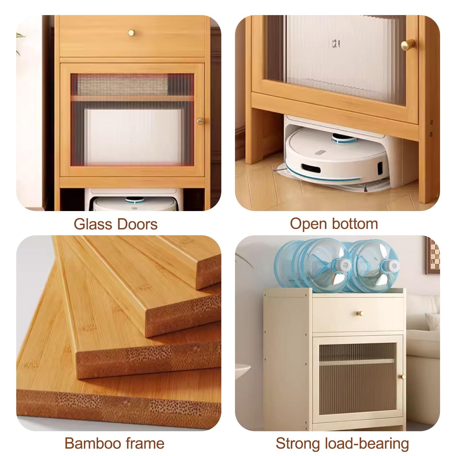 Armoire De Rangement pour Balayeuse, Meuble De Rangement Caché pour Aspirateur Robot, Petit Rangement, Table D'Appoint en Bois, pour Maison Ou Bureau(Black)